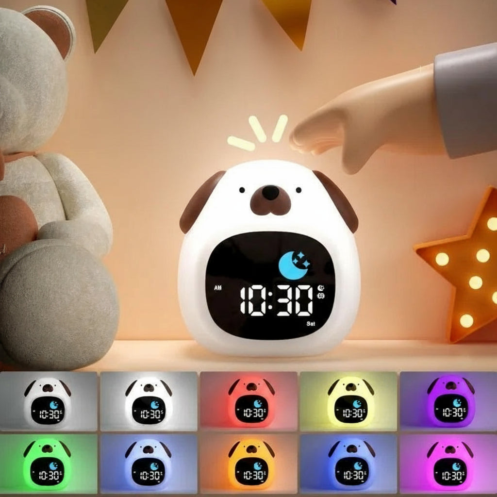 Veilleuse Réveil Chien Mignon – Lampe LED Enfant Rechargeable USB