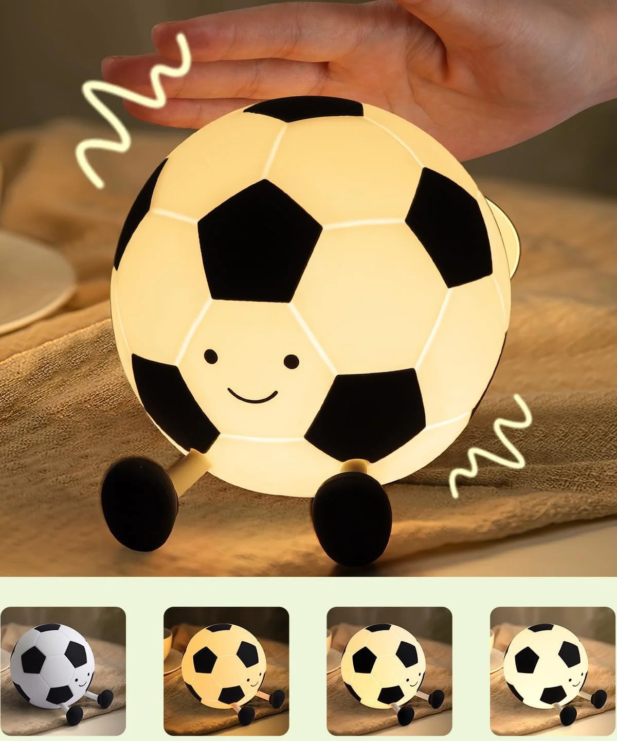 Veilleuse Football LED Enfant – Lampe de Nuit Ballon Foot Rechargeable USB – Lumière Douce pour Chambre & Sommeil