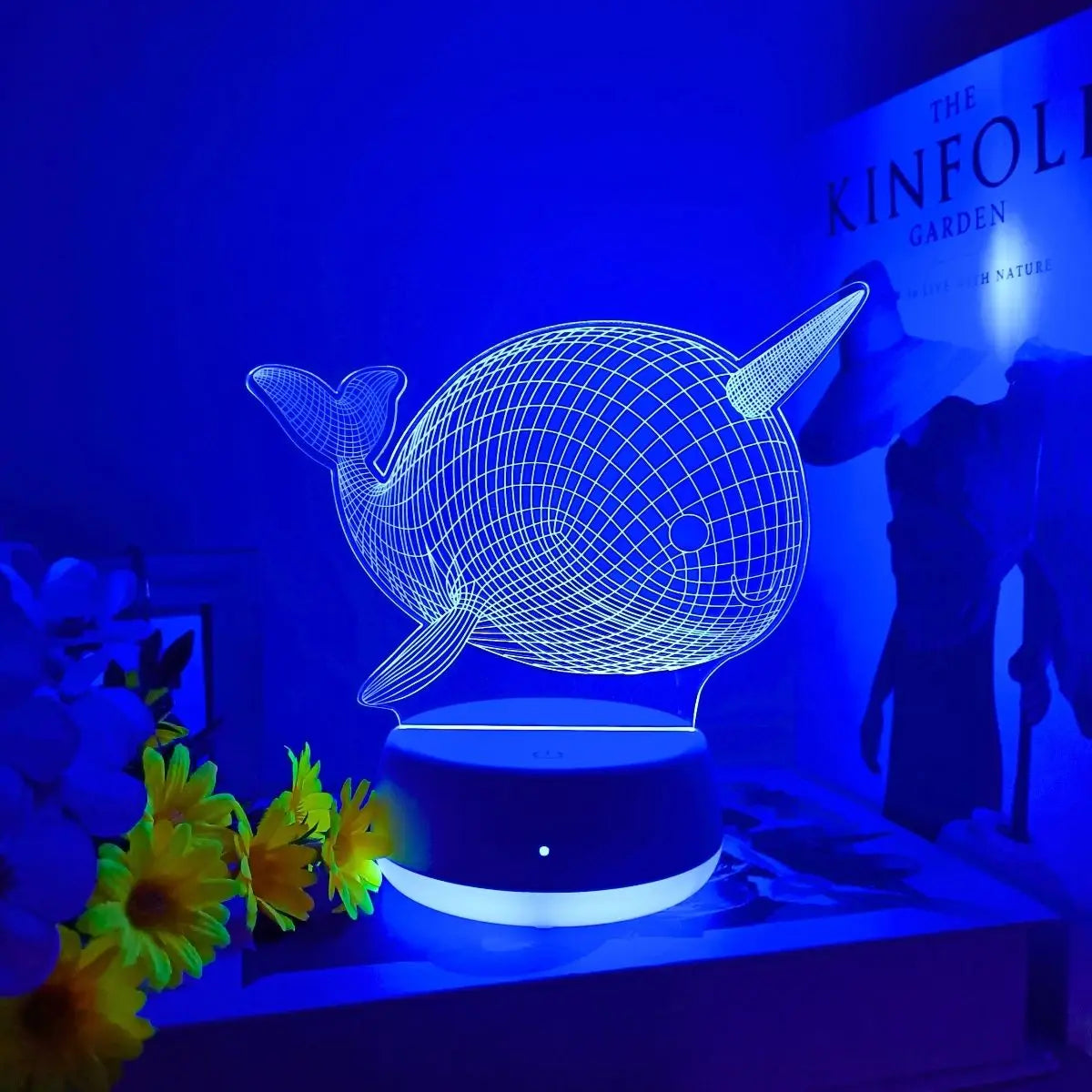 Veilleuse Baleine-Licorne LED 3D — Lampe décorative et lumière magique pour chambre enfant