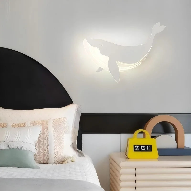 Veilleuse Baleine Néon Murale — Lampe LED apaisante pour chambre enfant