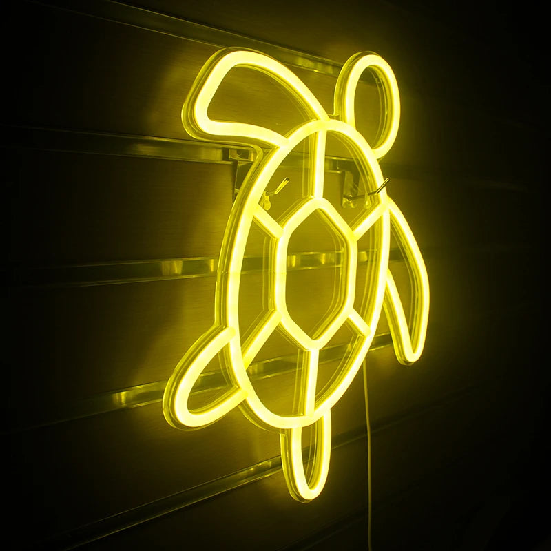 Veilleuse Tortue de Mer Néon — Lampe LED murale décorative pour enfants