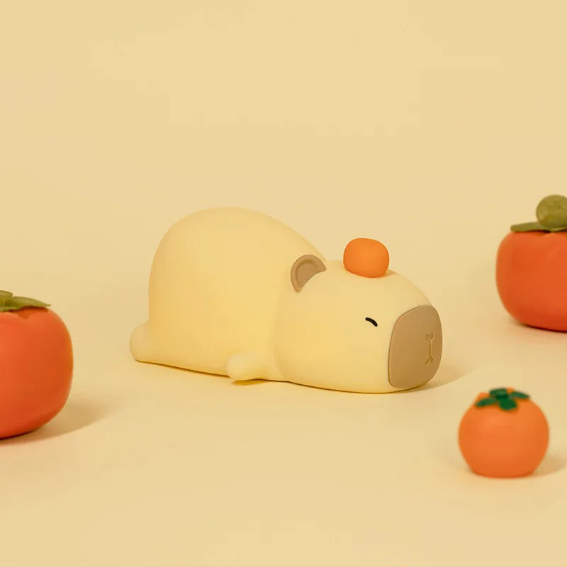 Veilleuse Castor Allongé en Silicone – Lampe LED Enfant, Rechargeable USB, Lumière Douce & Sécurisée