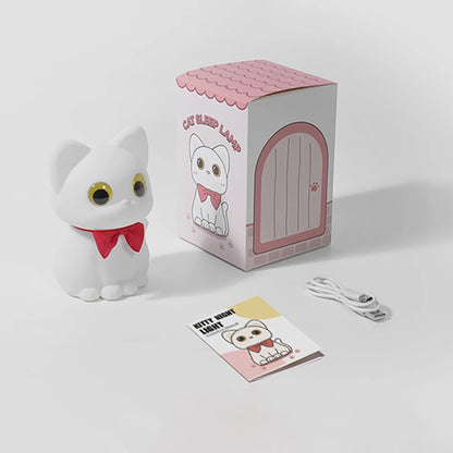 Veilleuse Chat Nœud Papillon LED – Lampe de nuit mignonne et apaisante pour enfants, rechargeable USB