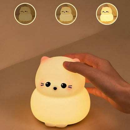 Veilleuse Chat Kitty – Lampe LED Tactile en Silicone Rechargeable USB