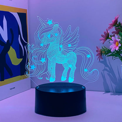 Veilleuse Licorne Crinière LED 3D – Lumière douce et magique – Rechargeable USB