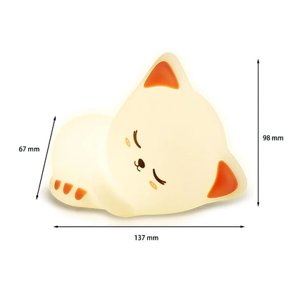 Veilleuse Chat Kawaii LED – Lampe en silicone douce – Rechargeable USB