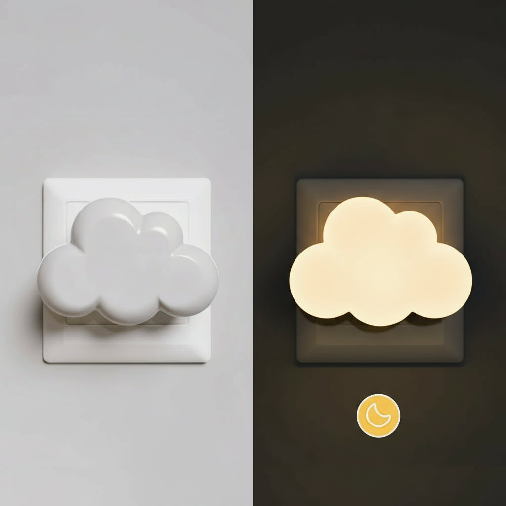 Veilleuse prise Nuage LED automatique – Lumière douce avec capteur crépusculaire pour chambre enfant