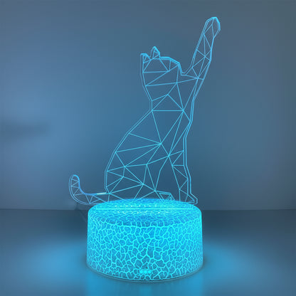 Veilleuse Chat Moderne 3D – Lampe LED tactile multicolore, rechargeable USB