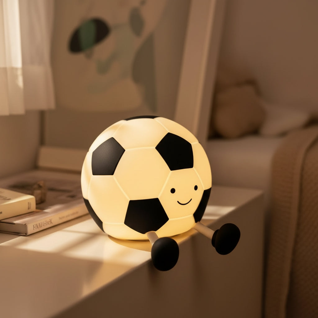 Veilleuse Football LED Enfant – Lampe de Nuit Ballon Foot Rechargeable USB – Lumière Douce pour Chambre & Sommeil
