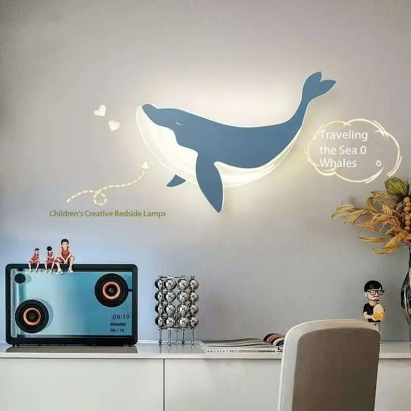 Veilleuse Baleine Néon Murale — Lampe LED apaisante pour chambre enfant