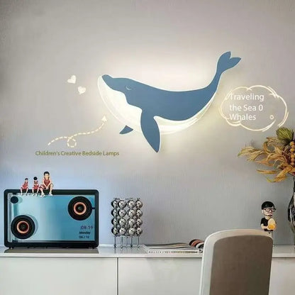 Veilleuse Baleine Néon Murale — Lampe LED apaisante pour chambre enfant