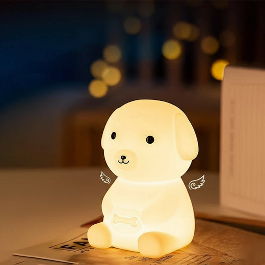 Veilleuse Chien Mignon – Lampe LED Tactile Rechargeable USB pour Chambre Enfant