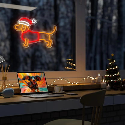 Veilleuse Néon Chien de Noël USB – Enseigne LED décorative pour chambre enfant