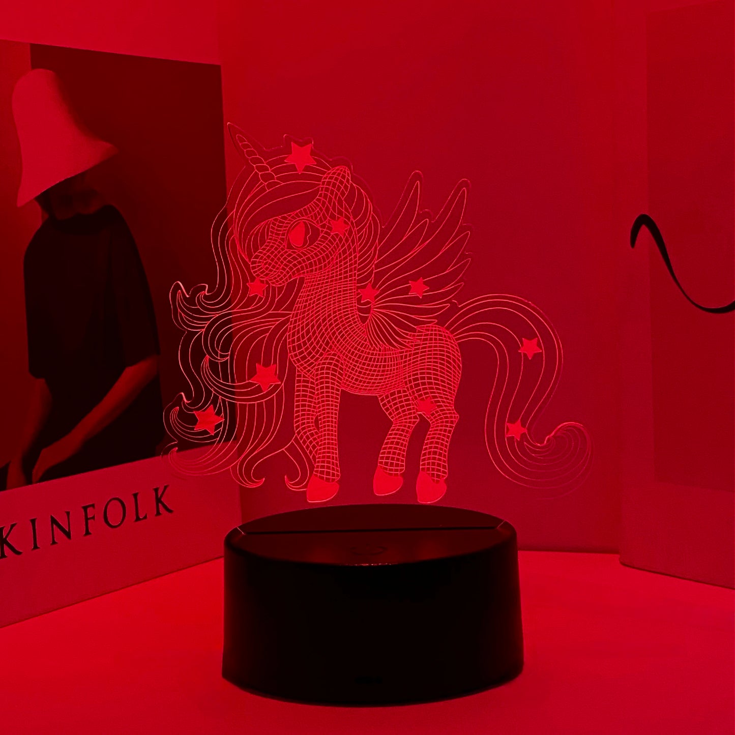 Veilleuse Licorne Crinière LED 3D – Lumière douce et magique – Rechargeable USB