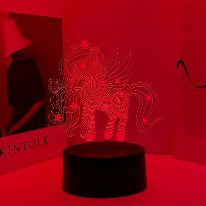 Veilleuse Licorne Crinière LED 3D – Lumière douce et magique – Rechargeable USB