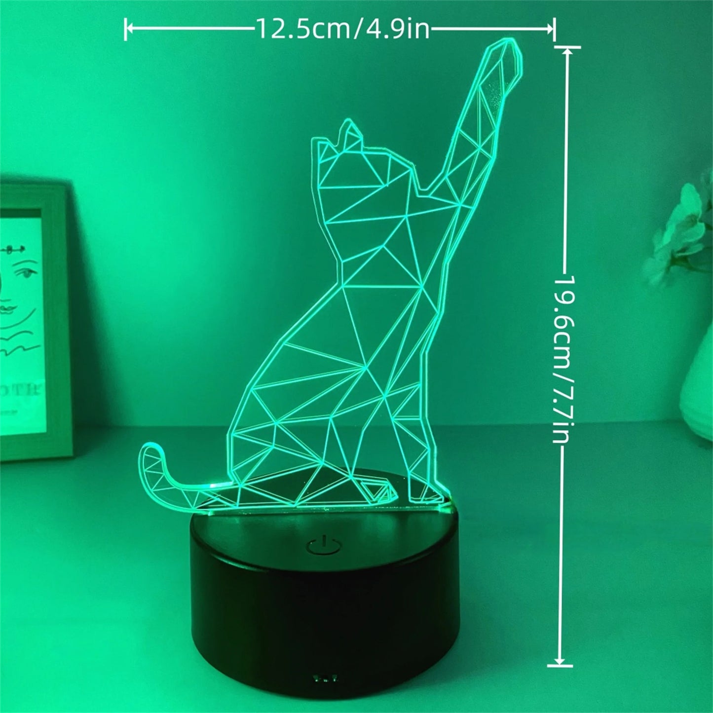 Veilleuse Chat Moderne 3D – Lampe LED tactile multicolore, rechargeable USB