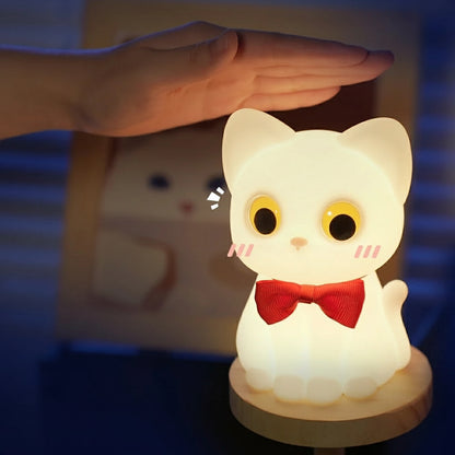 Veilleuse Chat Nœud Papillon LED – Lampe de nuit mignonne et apaisante pour enfants, rechargeable USB