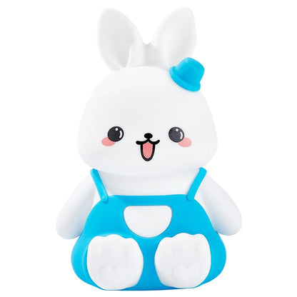 Veilleuse Lapin en Salopette – Lampe LED en Silicone Doux Rechargeable USB