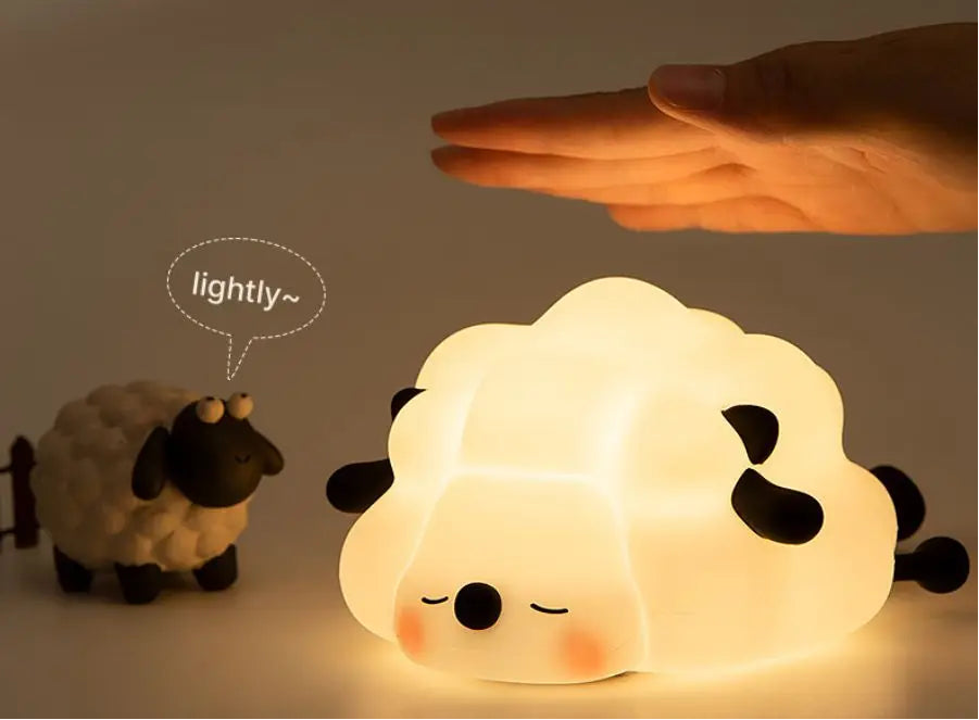 veilleuse mouton allongé LED – Lampe en silicone apaisante pour enfants – Rechargeable USB