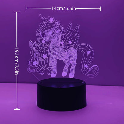 Veilleuse Licorne Crinière LED 3D – Lumière douce et magique – Rechargeable USB