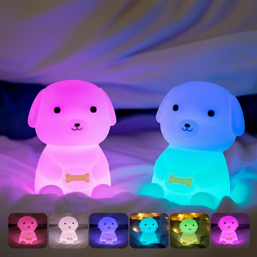 Veilleuse Chien Mignon – Lampe LED Tactile Rechargeable USB pour Chambre Enfant