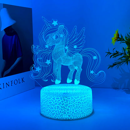 Veilleuse Licorne Crinière LED 3D – Lumière douce et magique – Rechargeable USB