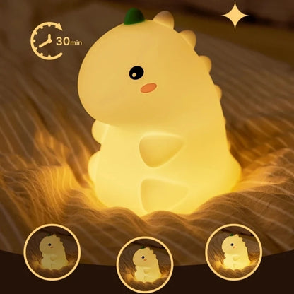 Veilleuse Dinosaure en Silicone – Lampe LED Enfant, Rechargeable USB, Lumière Douce et Tactile