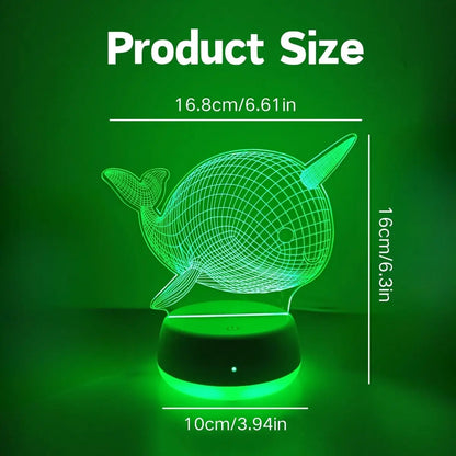 Veilleuse Baleine-Licorne LED 3D — Lampe décorative et lumière magique pour chambre enfant