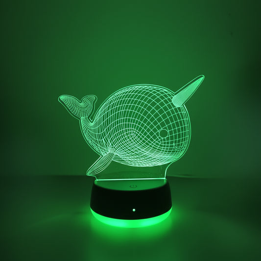 Veilleuse Baleine-Licorne LED 3D — Lampe décorative et lumière magique pour chambre enfant