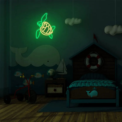 Veilleuse Tortue Néon — Lampe LED décorative et apaisante pour chambre Enfant
