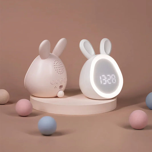 Veilleuse Réveil Lapin Cartoon – Lampe de Nuit Enfant – Réveil LED Design – Rechargeable USB