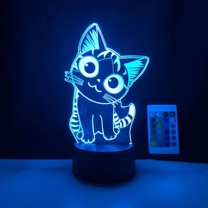 Veilleuse Chat 3D LED – Lampe décorative pour chambre enfant & rechargeable USB