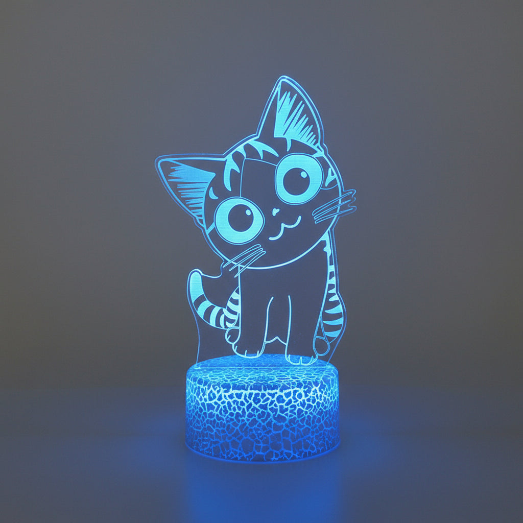Veilleuse Chat 3D LED – Lampe décorative pour chambre enfant & rechargeable USB