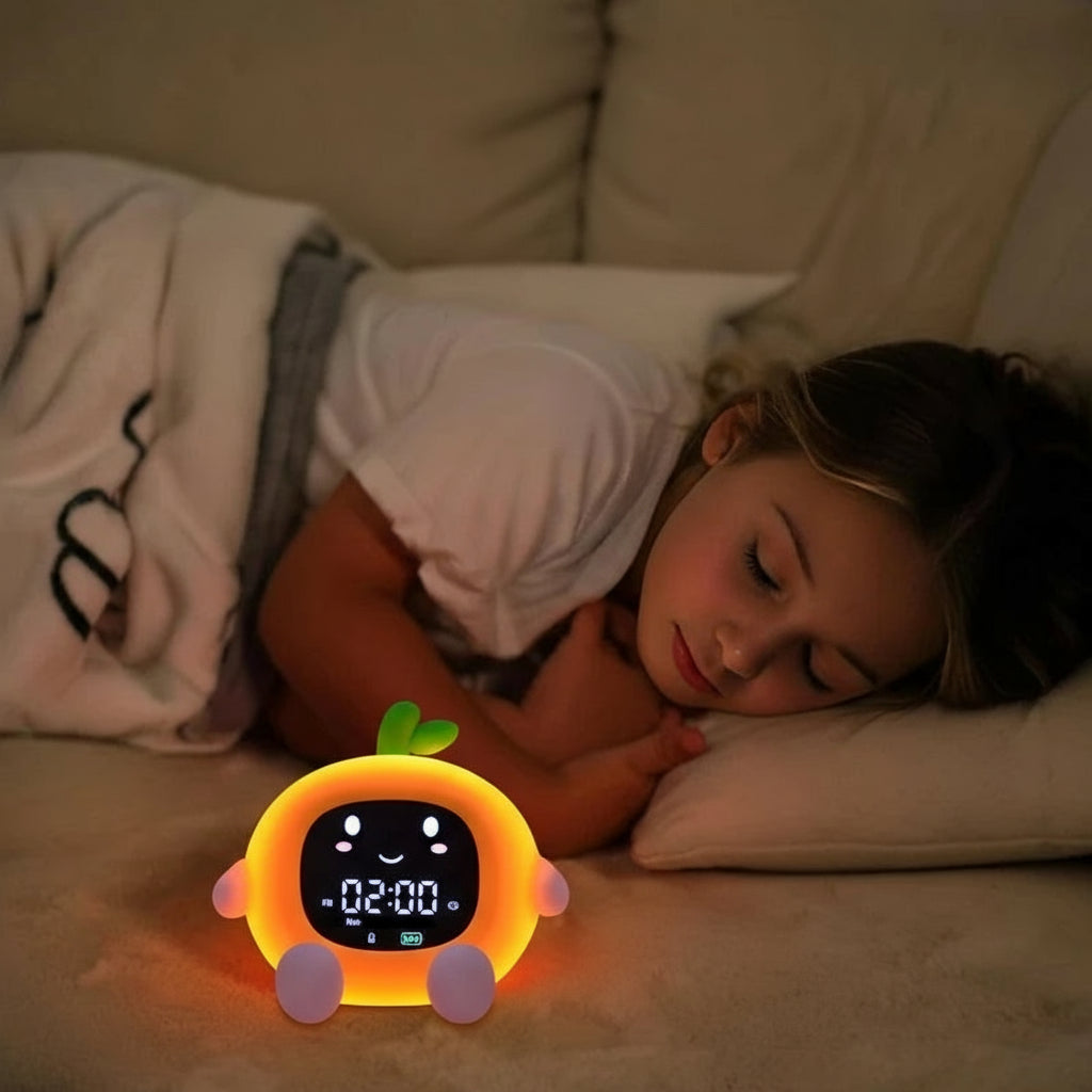 Veilleuse Réveil Fruit – Lampe de Nuit Enfant – Réveil Lumineux – Rechargeable USB