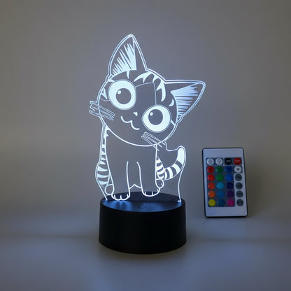 Veilleuse Chat 3D LED – Lampe décorative pour chambre enfant & rechargeable USB