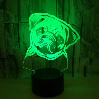 Veilleuse Chien Carlin 3D Rechargeable USB – Lampe LED Chien