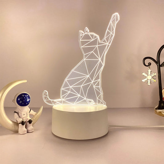 Veilleuse Chat Moderne 3D – Lampe LED tactile multicolore, rechargeable USB