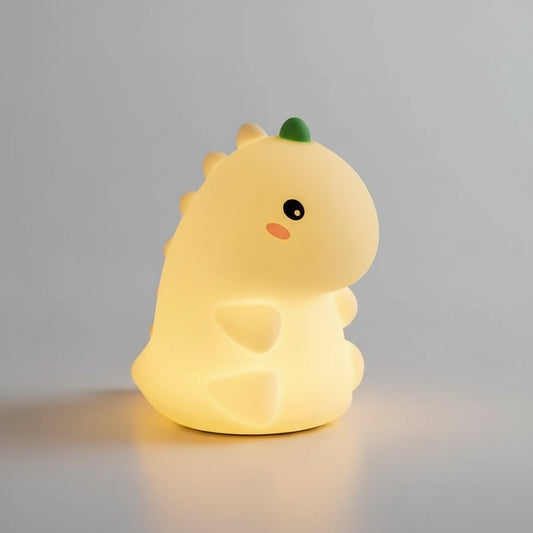 Veilleuse Dinosaure en Silicone – Lampe LED Enfant, Rechargeable USB, Lumière Douce et Tactile