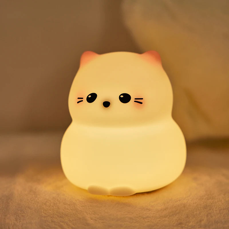 Veilleuse Chat Kitty – Lampe LED Tactile en Silicone Rechargeable USB