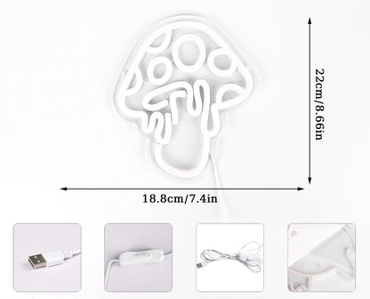 Veilleuse Néon Champignon LED – Lampe Murale Décorative pour Chambre Enfant