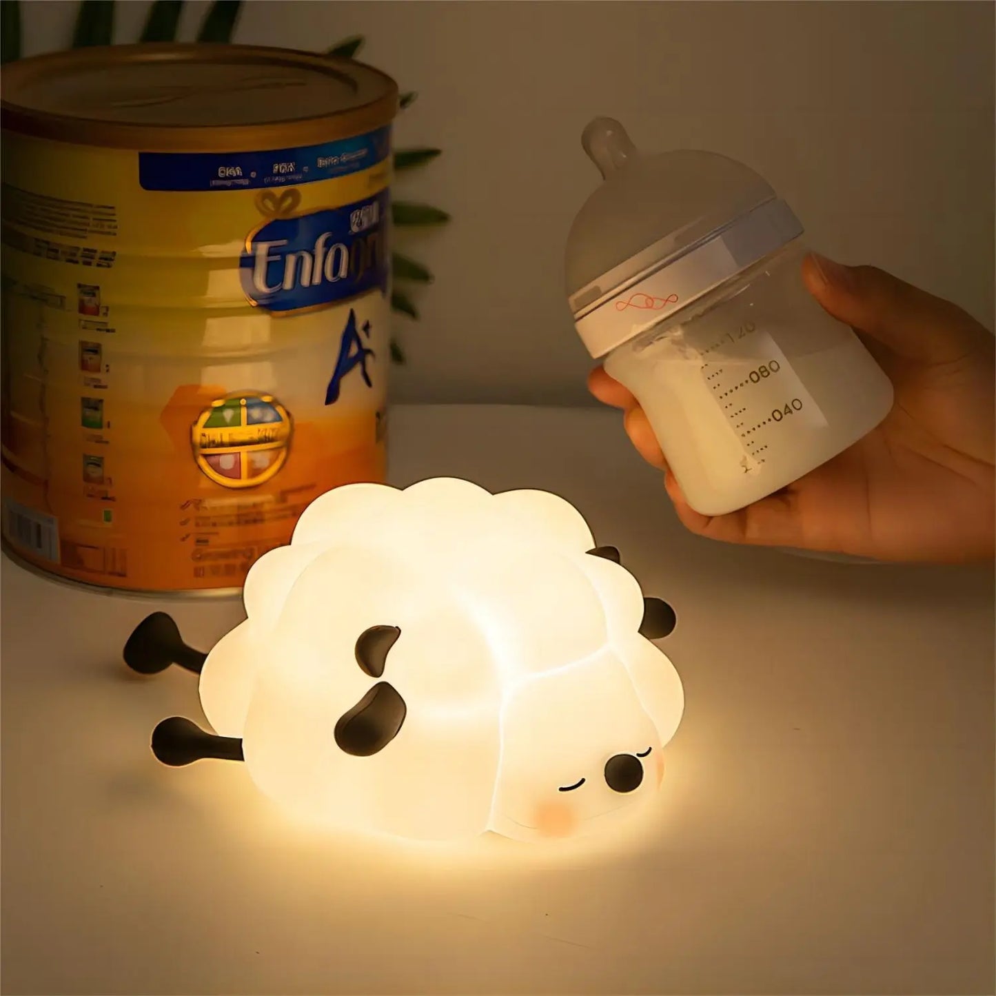 veilleuse mouton allongé LED – Lampe en silicone apaisante pour enfants – Rechargeable USB