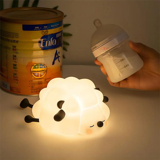 veilleuse mouton allongé LED – Lampe en silicone apaisante pour enfants – Rechargeable USB