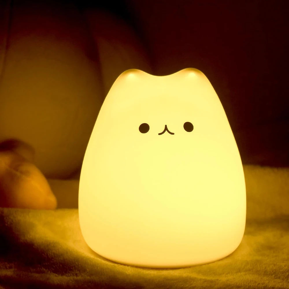 Veilleuse Chat mignon LED – Lampe en silicone apaisante pour enfants – Rechargeable USB