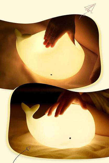 veilleuse baleine souriante LED – Lampe en silicone apaisante pour enfants – Rechargeable USB