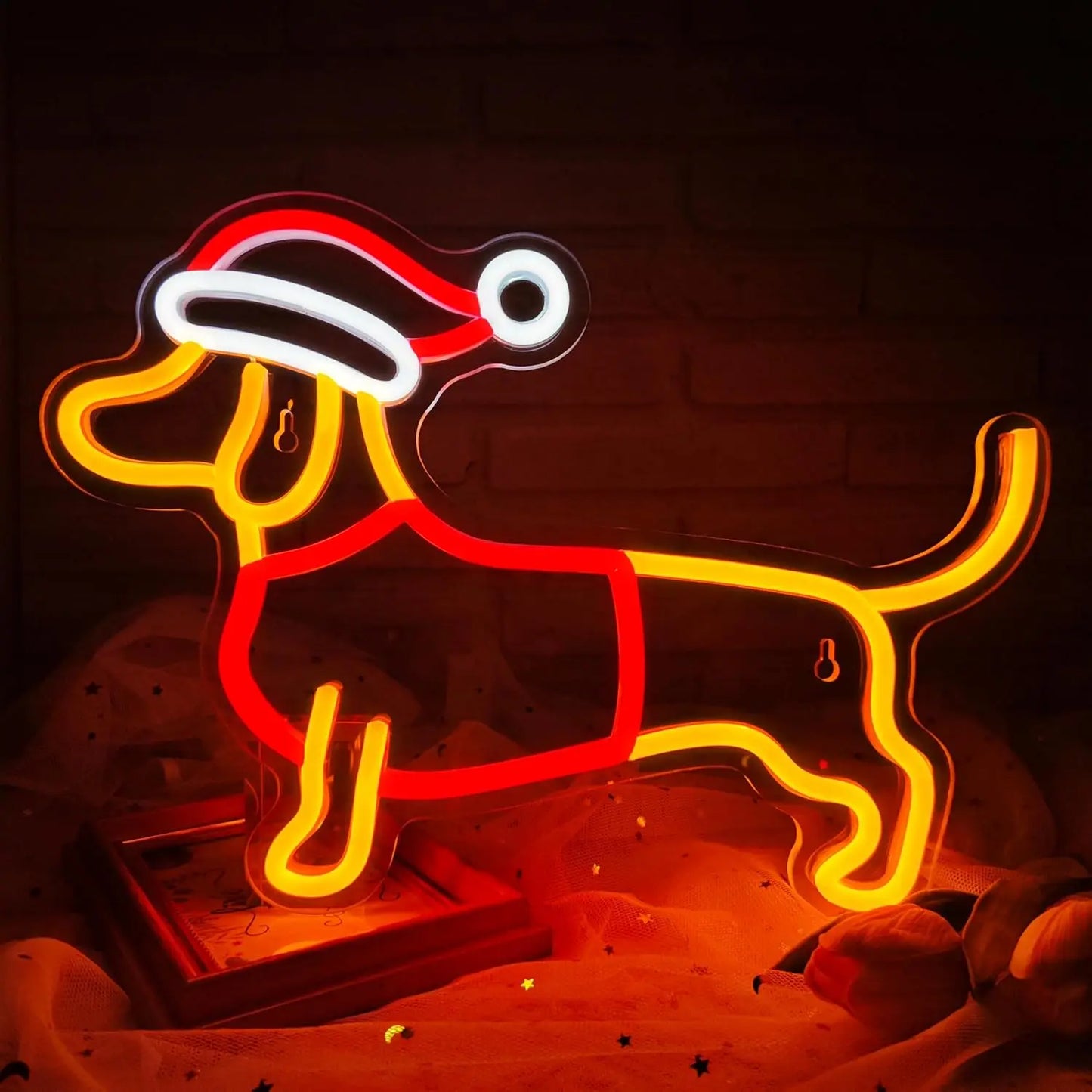 Veilleuse Néon Chien de Noël USB – Enseigne LED décorative pour chambre enfant