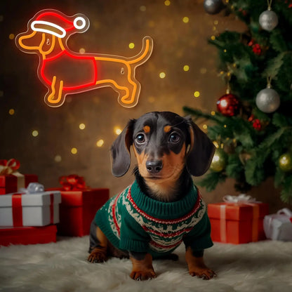 Veilleuse Néon Chien de Noël USB – Enseigne LED décorative pour chambre enfant