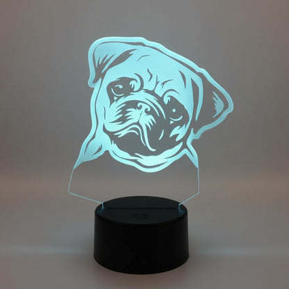 Veilleuse Chien Carlin 3D Rechargeable USB – Lampe LED Chien
