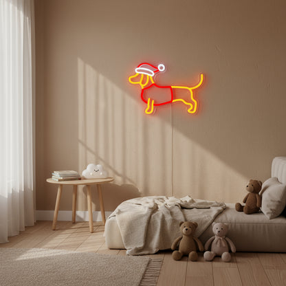 Veilleuse Néon Chien de Noël USB – Enseigne LED décorative pour chambre enfant