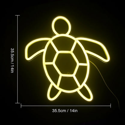 Veilleuse Tortue de Mer Néon — Lampe LED murale décorative pour enfants