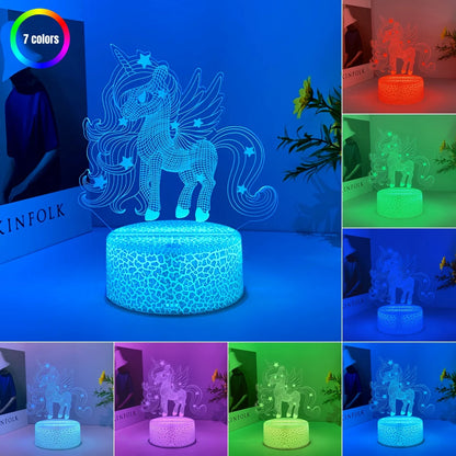 Veilleuse Licorne Crinière LED 3D – Lumière douce et magique – Rechargeable USB